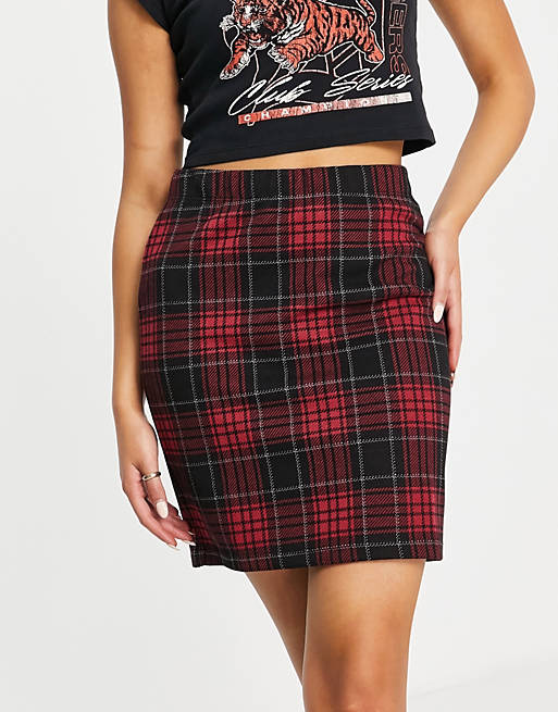 Skirts Noisy May mini skirt in red check 