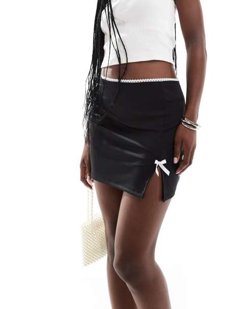 Noisy May mini skirt with bow in black - view 1