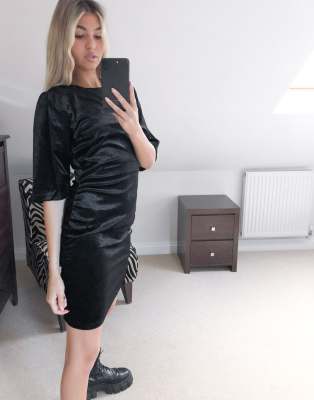 black velvet shirt dress