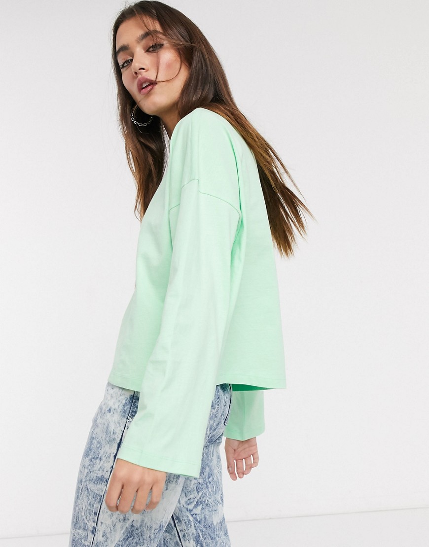 Noisy May – Mintgrön t-shirt av sweatshirttyg i oversize