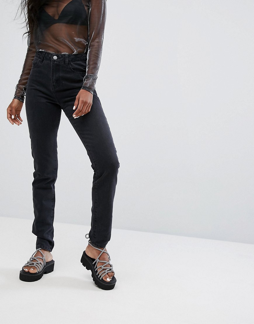 Noisy May - Mom jeans met hoge taille in zwart