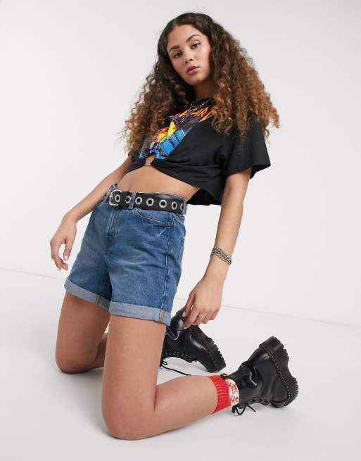 Noisy May – Mom-Jeansshorts in Mittelblau, 4 von 4