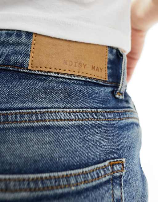 Noisy May – Moni – Blå raka,smala jeans med hög midja och mellanljus tvätt, 5 av 5