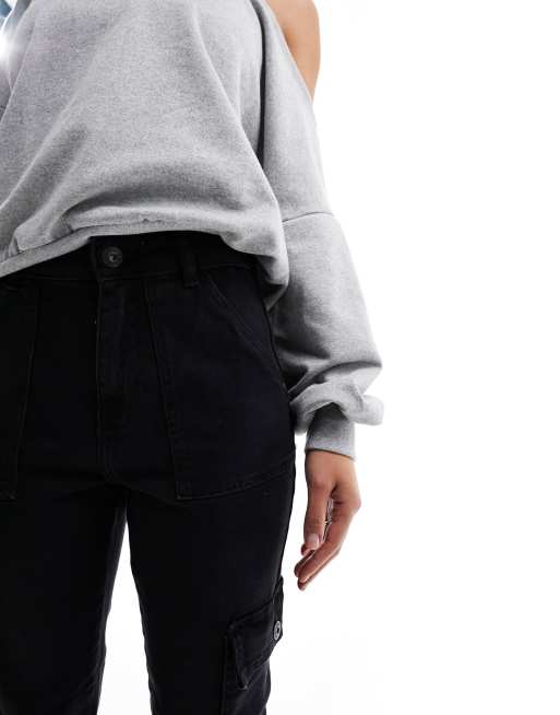 Noisy May – Moni – Cargo-Jeans im Utility-Stil in verwaschenem Schwarz mit hohem Bund , 3 von 5