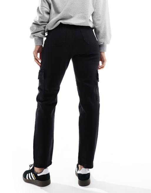 Noisy May – Moni – Cargo-Jeans im Utility-Stil in verwaschenem Schwarz mit hohem Bund , 4 von 5