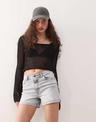 Noisy May Moni High Rise Denim Shorts In Blue