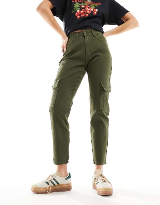Noisy May Moni high rise ultility cargo jeans in khaki