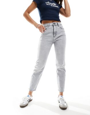Noisy May Moni High Waist Straight Leg Jeans In Light Washed Gray