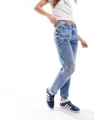 マイ LOUNIE 733919F6 Noisy May Moni high waisted ripped straight leg jeans in mid