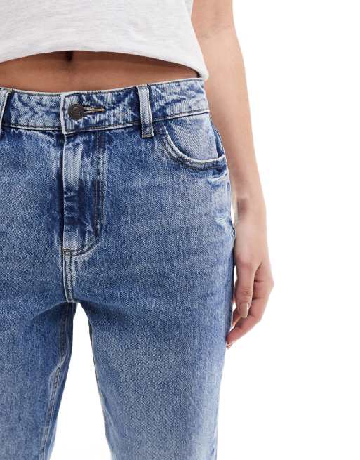 Noisy May Moni high waisted ripped straight leg jeans in mid wash , 5 of 5