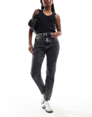 Moni high waisted straight jeans in dark gray wash