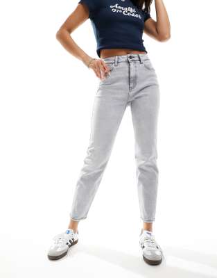 Noisy May Noisy May Moni high waisted straight leg jeans in light washed grey