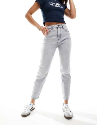 Moni - Jean droit slim à taille haute - Gris clair délavé W27 L32