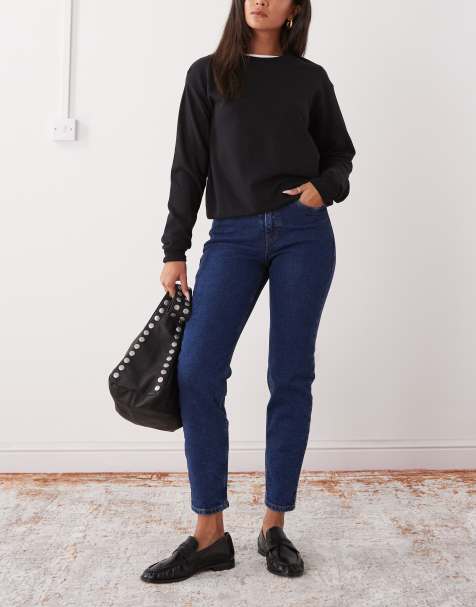 Noisy may - Moni - Jeans dritti a vita alta alla caviglia color blu scuro - view 1