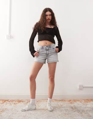 Noisy May - Moni - Jeansshorts in Hellgrau mit hohem Bund