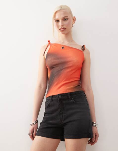 Noisy May – Moni – Jeansshorts in Schwarz mit hohem Bund - view 1
