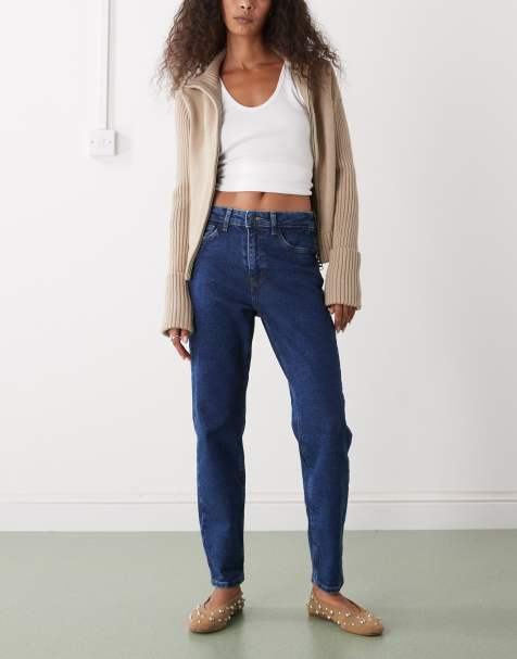 Noisy May – Moni – Mörkblå, smala, raka jeans med hög midja - view 1