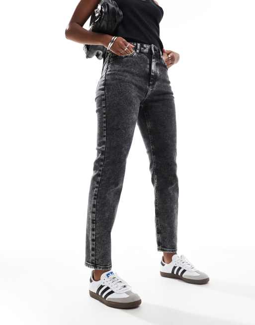 Noisy May – Moni – Slim-Fit-Straight Jeans in dunkelgrauer Waschung mit hohem Bund, 3 von 5