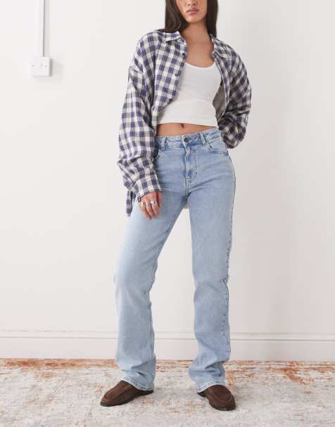 Noisy May Monica high waist straight jean in light blue denim
