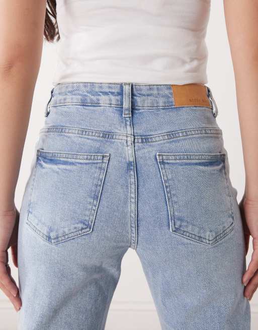 Noisy May Monica high waist straight jeans in light blue denim, 4 of 5