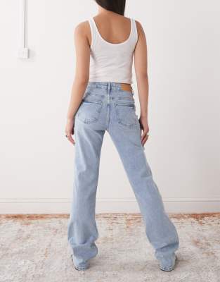 Noisy May Monica High Waist Straight Leg Jeans In Blue