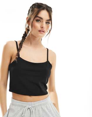 Noisy May - Nahtloses, kurzes Camisole-Oberteil in Schwarz