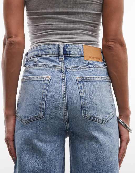 Noisy May - Nellie - Palazzo jeans met halfhoge taille in lichtblauw denim, 4 van 5