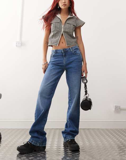 Noisy May Nila low rise wide fit jeans in mid wash - view 1