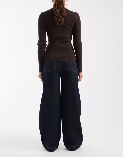 Noisy May Noah jeansy barrel ze średnim stanem w ciemnym denimu, 2 z 5