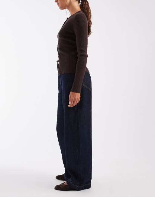 Noisy May Noah jeansy barrel ze średnim stanem w ciemnym denimu, 3 z 5