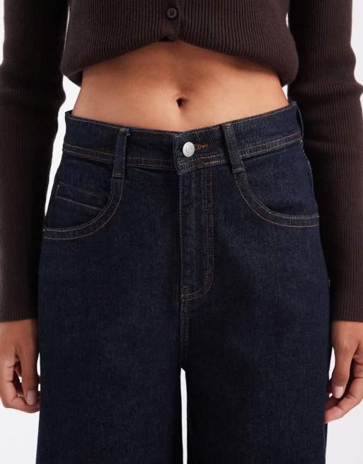 Noisy May Noah jeansy barrel ze średnim stanem w ciemnym denimu, 5 z 5