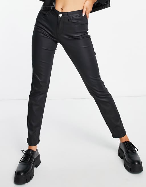 Noisy May - Olivia - Jeans met rechte pijpen en coating in zwart