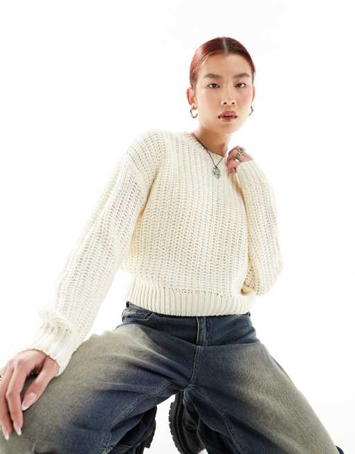 Noisy May open knit sweater in cream