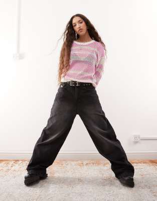 Shop Noisy May Open Knit Sweater In Pink