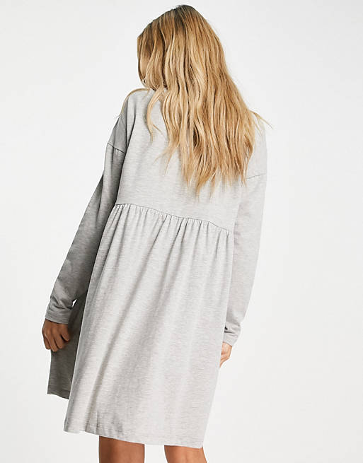  Noisy May organic cotton smock dress in light grey 