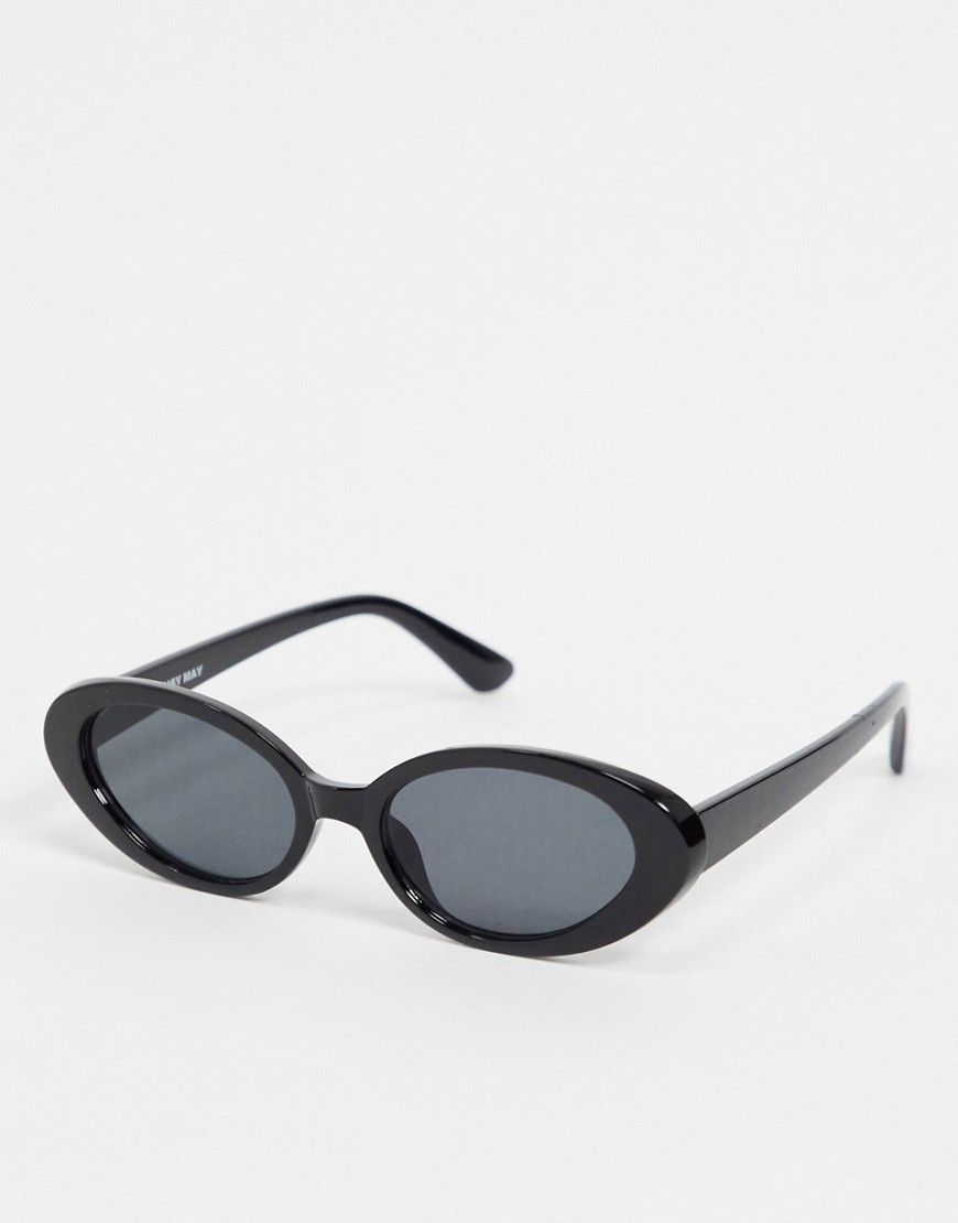 Noisy May - Ovalen retro zonnebril in zwart
