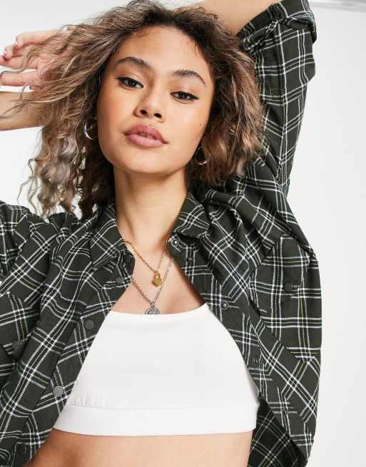 Noisy May – Oversize-Hemd in Khaki kariert, 4 von 4