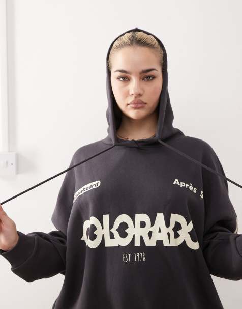 Noisy May – Oversize-Kapuzenpullover in Schwarz mit „Colorado“-Textprint - view 1