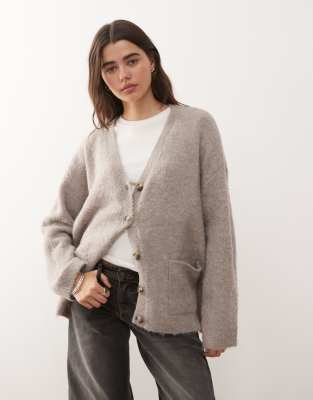 Noisy May - Oversize-Strickjacke in Beige-Neutral