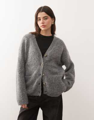 Noisy May - Oversize-Strickjacke in Grau
