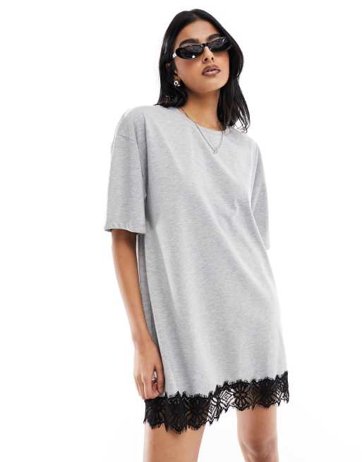 Noisy may denim deals dress with white lace