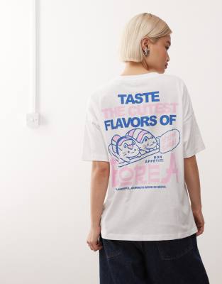 Noisy May - Oversize-T-Shirt in Weiß mit „Sushi"-Print
