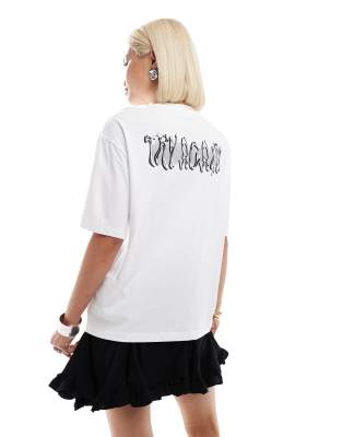 Noisy May - Oversize-T-Shirt in Weiß mit „Whatever"-Textprint