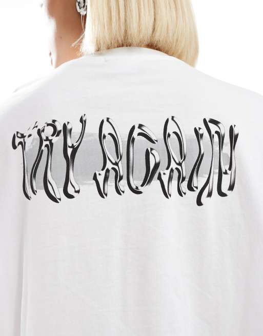 Noisy May – Oversize-T-Shirt in Weiß mit „Whatever“-Textprint, 4 von 4