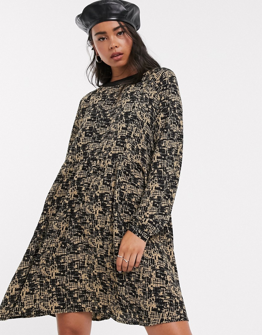 Noisy May - Oversized aangerimpelde mini-jurk met print-Multi