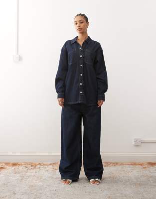 Noisy May Oversized Denim Shirt In Blue
