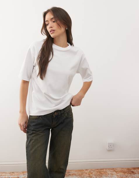 Noisy May oversized drop shoulder t-shirt in white
