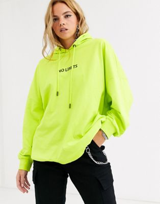 Noisy May - Oversized hoodie met logo in neonkleur-Geel