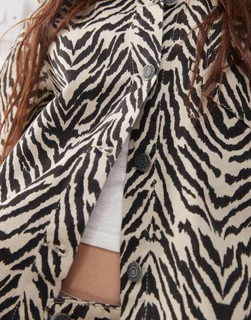 Noisy May - Oversized jack in zebraprint, deel van co-ord set, 3 van 4