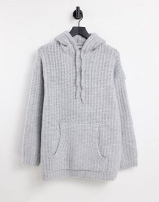 Noisy May oversized knitted hoodie in grey